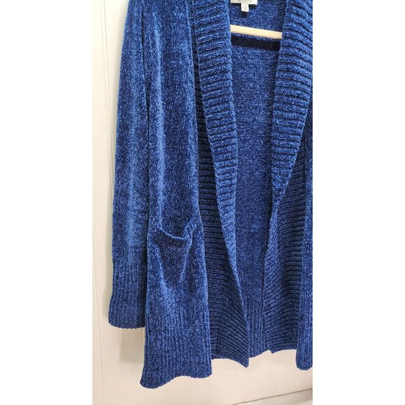 Lot of 3 Orvis Chenille Open Front Cardigan Sweater L/G Brown, Black, Blue - Picture 8 of 13